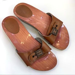 CHANEL wood sandals